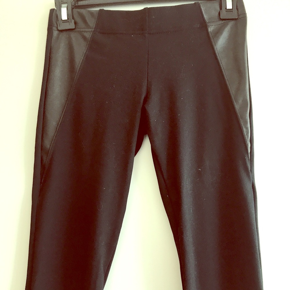 DAVID LERNER Black Leggings with Faux-Leather